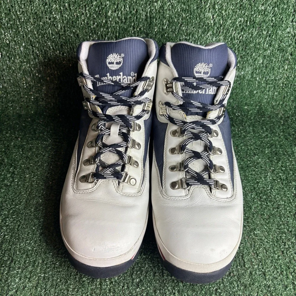 Timberland Euro Hiker Leather Vintage Gorpcore Boots White‎ Navy Mens Size 12 M